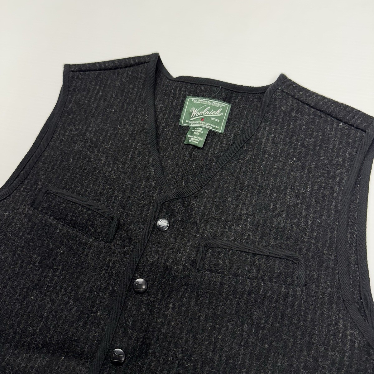 トップス 90s Woolrich wool vest Vtg 90s Woolrich Button Up Wool Blend Mens Vest M Formal Outdoor