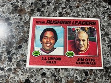 1976 Topps Football O.J. Simpson #203 rushing leaders w/ Jim Otis VG     *RL3