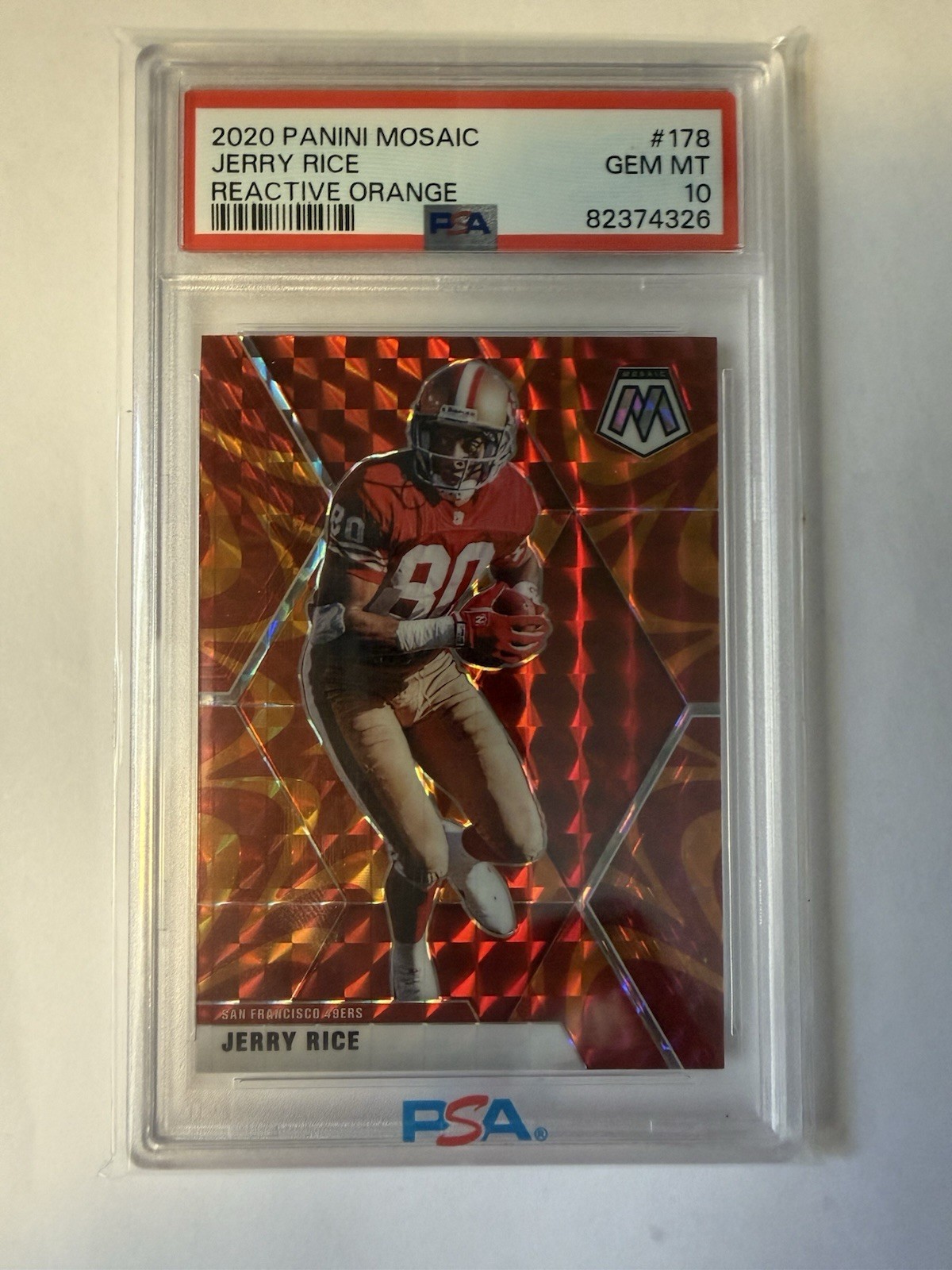 2020 Panini Mosaic Jerry Rice Reactive Orange #178 SF 49ers PSA 10💎