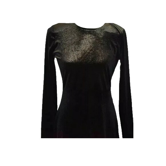 Michael Michael Kors Petite Metallic Velvet Dress Black Gold PM Size 10P thumbnail 5