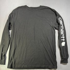 Carhartt T Shirt Mens Size Medium Black Long Logo Sleeve Loose Fit Casual Crew