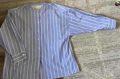 Weekend Max Mara Striped Cotton Shirt Blue White Sz 10 Coastal Preppy