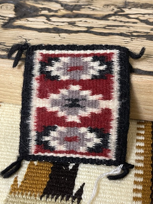 Native American Miniature Navajo Hand Made Rug Vintage Authentic Sarah Foster NA