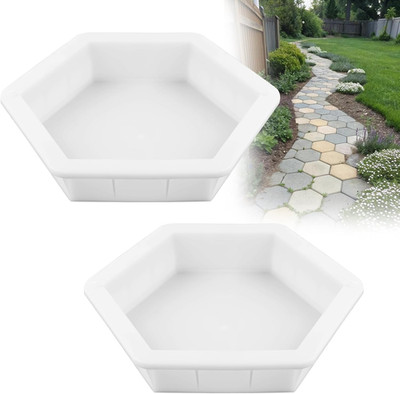 Hexagon Concrete Molds for DIY Walkways and Patios, Set of 2, White
