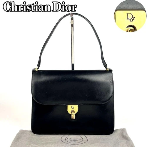 Sac bandoulière Dior Trotter vintage cuir noir quincaillerie dorée
