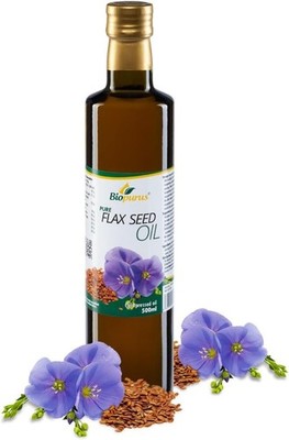 Biopurus reines kaltgepresstes Leinsamenöl 500ml Premium Leinsamen Omega 3 vegan