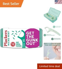 Convenient 12-Pack of Plackers Micro Mint Flossers for Fresh Breath Anywhere