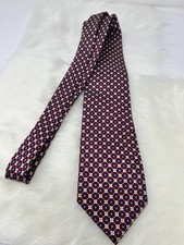 Venezia Trevisan Silk Tie Red Blue Geometric Medallion Italy