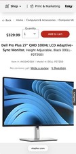 Dell Pro 27" Plus QHD Monitor 2560 x 1440 100Hz 8ms IPS LED P2725D Black - NEW