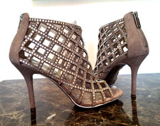 MICHAEL Michael Kors Yvonne Crystal & Suede Cage Sandals Size: 8M