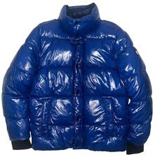 Michael Kors MK Logo Men’s Blue Quilted Patent Nylon Puffer Jacket Size Small