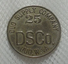 DUO WEST VIRGINIA 1940 DUO SUPPLY COMPANY 25¢ LUMBER SCRIP TOKEN R8