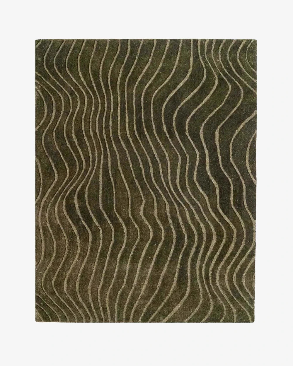 Hand Tufted Abstract Wavy Line Pattern Modern Area Rug Neutral Brown Beige Decor