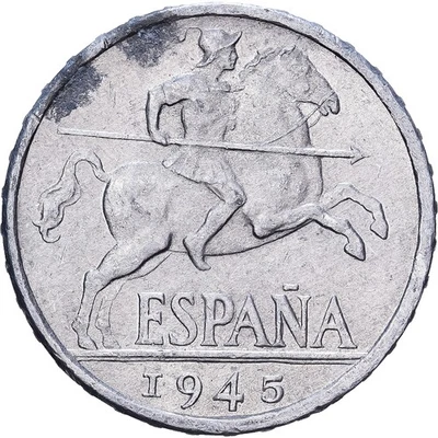 Espagne, 5 Centimos, 1945, Aluminium, TB+, KM:765 - Photo 1/2