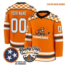 Custom Tennessee Volunteers Ice Hockey Shirt All Printed Men's Fan Gear Gift