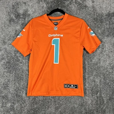 Nike Dolphins Jersey T-Shirt Mens M Orange Tua Tagovailoa V-Neck NFL On Field - Image 1 of 4