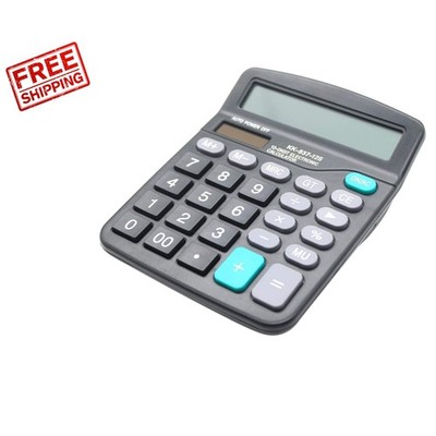 Compact Office Calculator: 12-Digits, Solar & Battery Power with Large Buttons