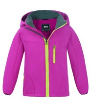 Girls Hooded Waterproof Windbreaker Fleece Lined Softshell Jacket 6-7 Rose