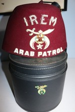 Vintage jeweled Freemason Shriner FEZ hat Irem Arab Patrol w/ case VERY ORNATE