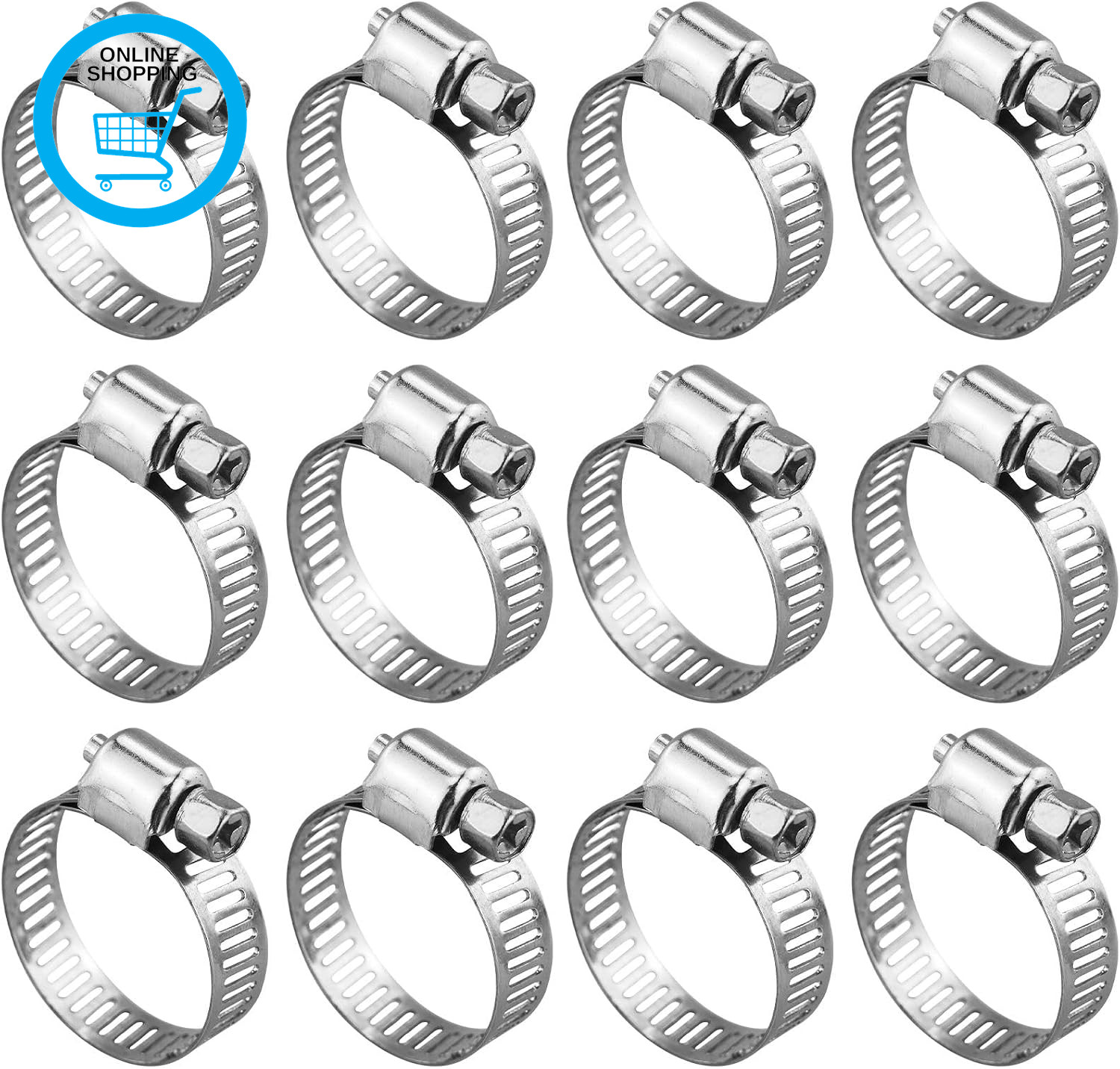 9PCS Hose Clips Stainless Steel 16-25Mm Jubilee Clips Assorted Hose Clamps Adjus
