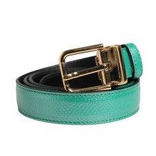 DOLCE & GABBANA Belt Men Green Classic Leather Metal Buckle 85cm / 34in 600usd