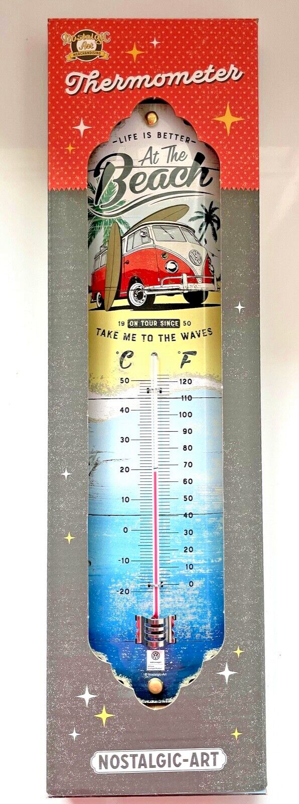 Camper Van Thermometer, Nostalgic Art Retro VW Camper Van Thermometer, VW Bug