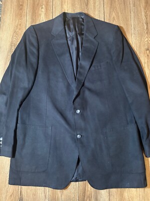 Lanvin Made in U.S.A. Black Suit Jacket Feather Suede Men's Size L?