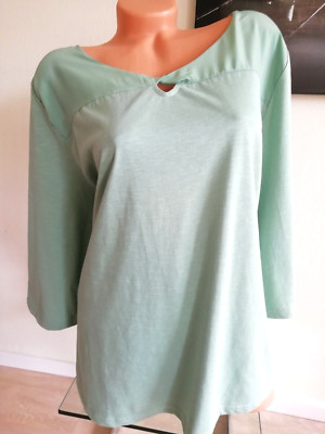 Size 52-54 dressin women's shirt decorative neckline cotton green -35% discount
