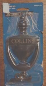 Everbilt Door Knocker Oil Rubbed Bronze Finish 6 5/16 ...Engraved "COLLINS"