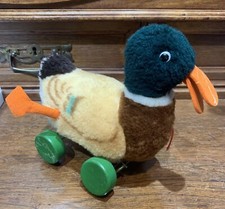 Vintage Steiff Mallard Duck Pull Toy Germany Cotton Dralon