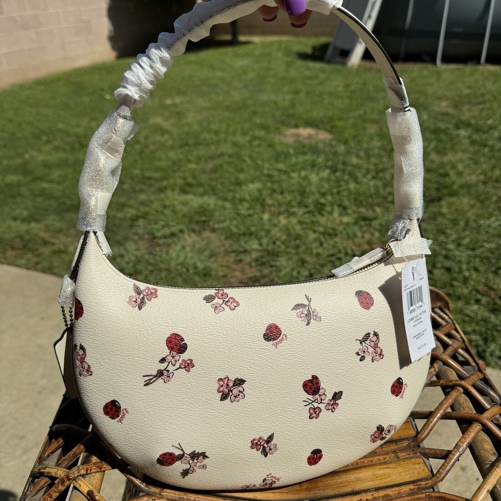 NWT Coach Payton With Ladybug Floral Print CU270 Chalk White