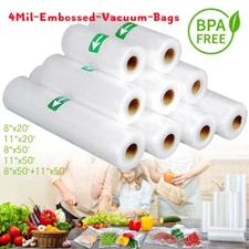 4 Rolls BPA Free Vacuum Sealer Bags 4 Mil Embossed Food Grade Reusable for Home