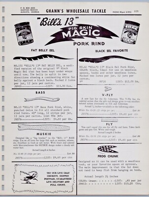 1964 Bill's 13'' Pig Skin Magic Old Fishing Lures Print Ad Flyer