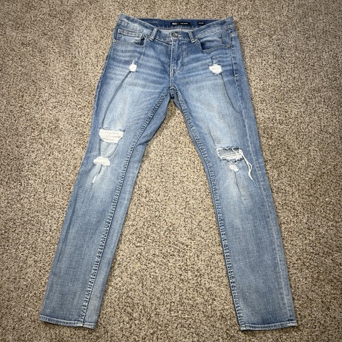 BKE Jeans Men's 32 X 30 Blue Denim Alec Skinny Low Rise Distressed Stretch - Picture 1 of 16