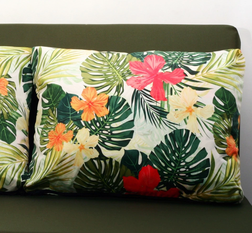 Polyester Stoff  Monstera Blätter Blumen Polsterstoff Meterware Polster Vorhang - Bild 2 von 4