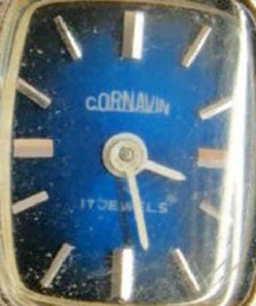 Cornavin 17J Blue Wind Up Mechanical Antimagnetic Analog Runs Woman Watch