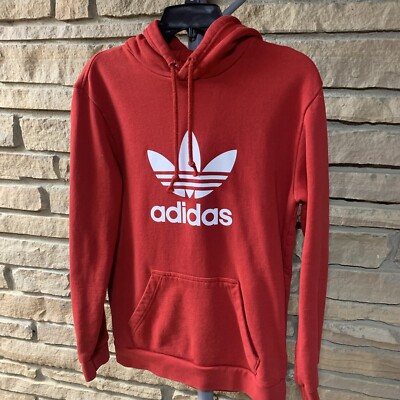 Adidas Hoodie Red Size Mens Medium White Logo Originals (4959
