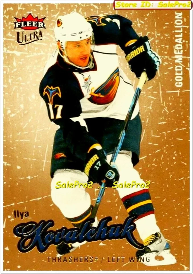 2x ULTRA FLEER 2008 ILYA KOVALCHUK NHL THRASHERS REGULAR + GOLD MEDALLION #1 LOT - Image 3 of 4