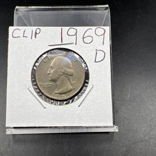 1969 D 25c Washington Clad Quarter Coin Clipped Planchet Error VF Circ - Picture 6 of 9