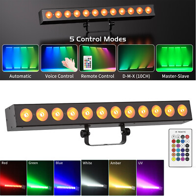 120W Strobe Wall Wash Light Bar DMX RGBWA+UV 12LED DJ Party Show Stage Lighting