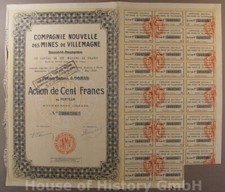 116889, Compagnie nouvelle des Mines de Villemagne, Action de Cent Francs, 1926