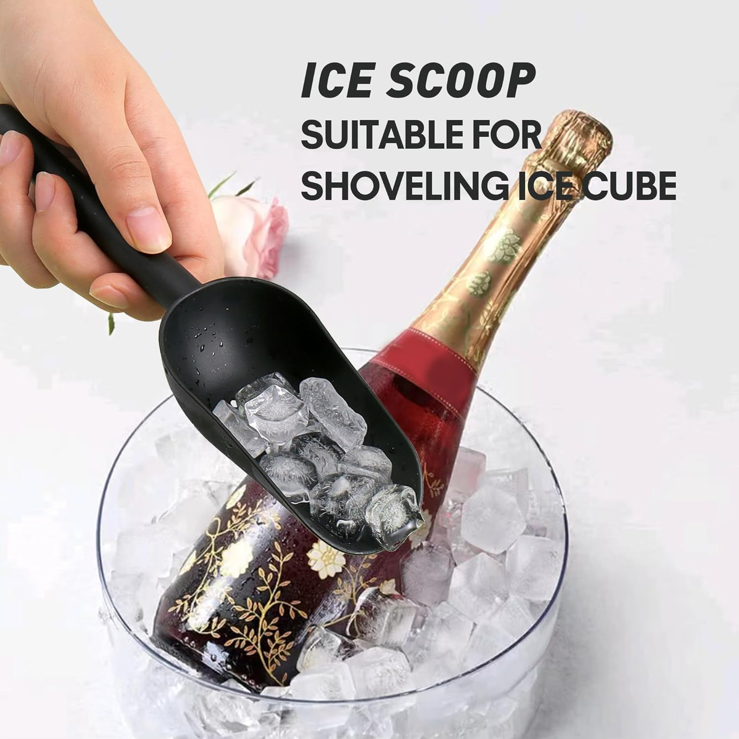 [6 Count] Small Plastic Ice Scoop for Freezer, Mini Scooper with Drain