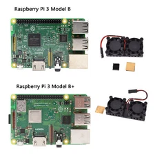 Raspberry Pi 3 Model B/B+ Quad  1.2GHz/1.4GHz 64bit Dual Cooling Fan