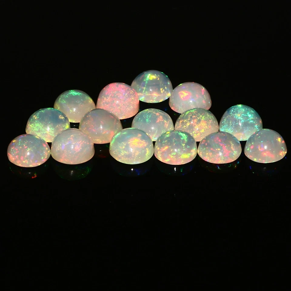 100% натуральный эфиопский огненный опал Welo 4 мм круглый драгоценный камень кабошон россыпью 10 шт. - Изображение 3 из 4