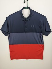Under Armour Men's Playoff Polo Short Sleeve Golf Shirt, Blue Red, 2XL, NICE 