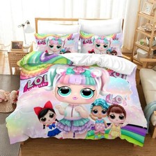 Nuovo set lenzuola trapuntato Doll Surprise World copripiumino singolo matrimoniale king LOL