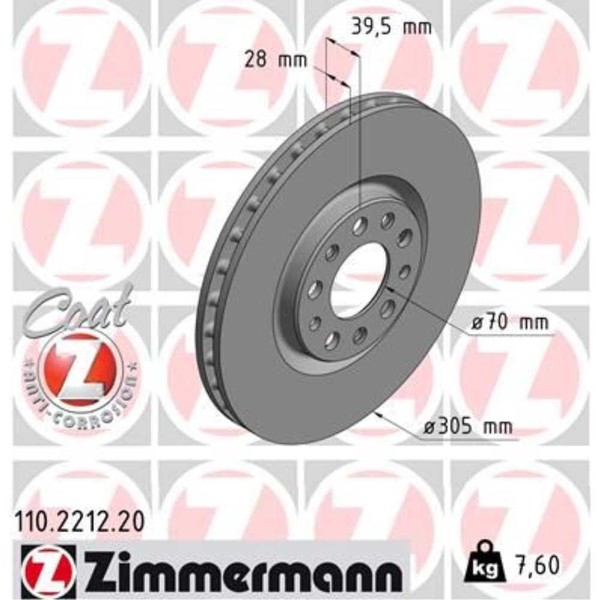 Zimmermann 2X Bremsscheibe Vorne Ø305 Mm InnenbelüFtet FüR Alfa Romeo 159-image