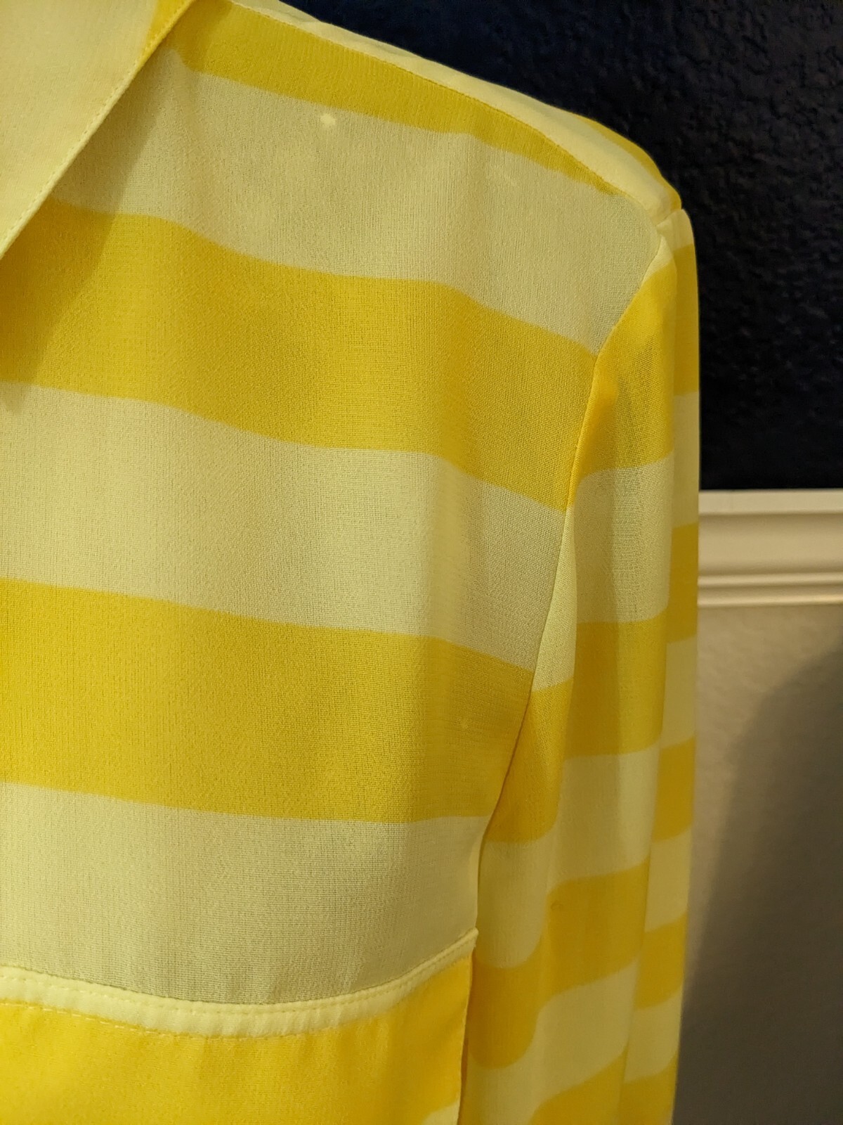 Coldwater Creek Yellow Stripe Semi-Sheer Button C… - image 6