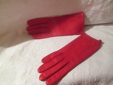 Vintage Ladies Red Leather Gloves from STRETCHIES made in ITALY Sz 5 NEW