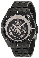 NEW MARC ECKO BLACK TONE,S/STEEL,CRYSTAL,BOLD GRAPHICS DETAILED WATCH E8M035MV